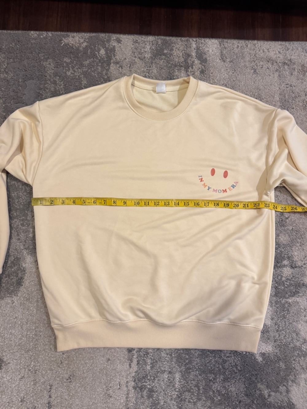 Women’s In My Mom Era light Yellow Smiley Crewneck Sweatshirt - Picture 5 of 6